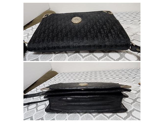 Borsa a tracolla Christian Dior Oblique in tela e pelle nera Nero - vista 8