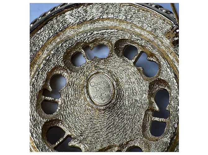 Spilla vintage Christian Dior con strass Rosso D'oro Blu navy - vista 4