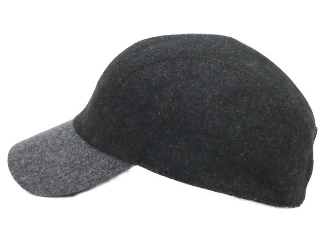 Berretto in lana grigio Hermès con ricamo H Marrone - vista 3