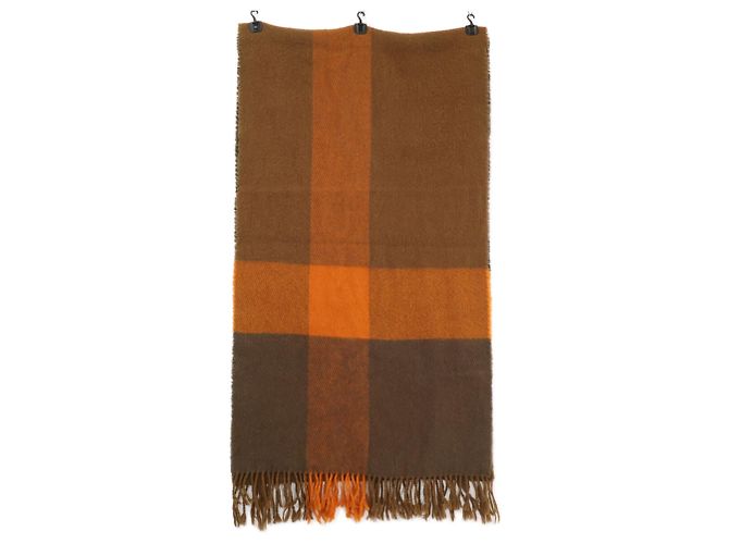 Hermès Hermes Wolle Stola mit Karomuster und Fransen Braun Orange - Ansicht 2