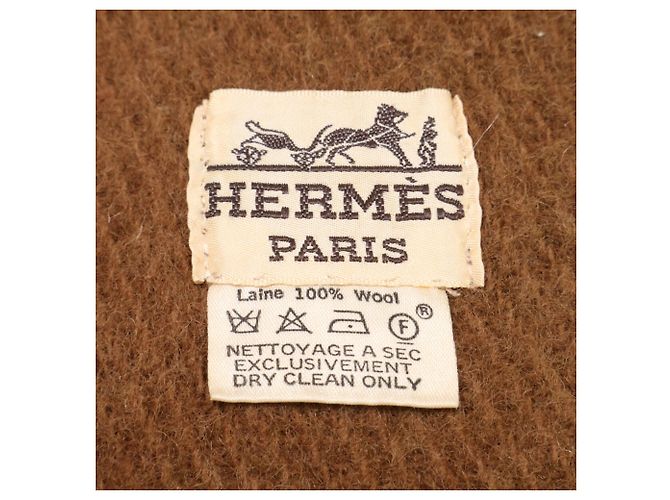 Hermès Hermes Wolle Stola mit Karomuster und Fransen Braun Orange - Ansicht 4