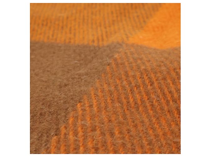 Hermès Hermes Wolle Stola mit Karomuster und Fransen Braun Orange - Ansicht 6
