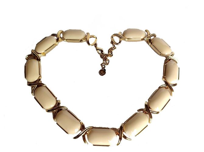 Autre Marque Talbots Statement-Halskette Goldton & Creme Emaille Golden - Ansicht 2