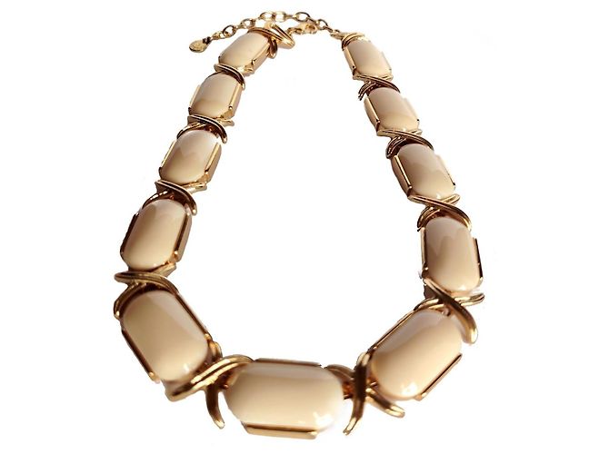 Autre Marque Talbots Statement-Halskette Goldton & Creme Emaille Golden - Ansicht 3