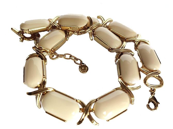 Autre Marque Talbots Statement-Halskette Goldton & Creme Emaille Golden - Ansicht 4