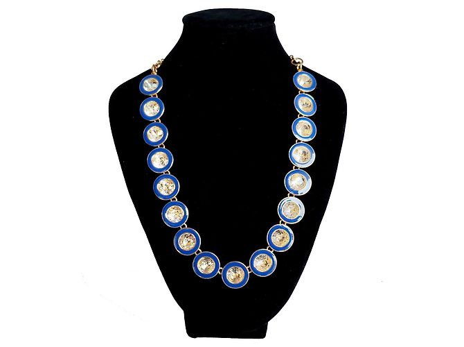 Collana Statement J.Crew Smalto Blu e Cristalli Tono Oro D'oro - vista 2