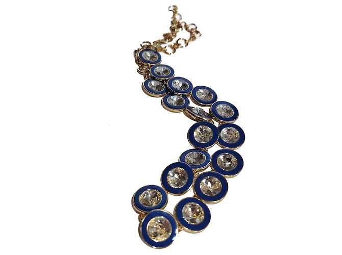 Collana Statement J.Crew Smalto Blu e Cristalli Tono Oro D'oro - vista 3