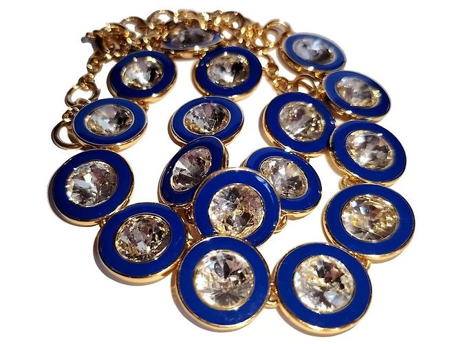 Collana Statement J.Crew Smalto Blu e Cristalli Tono Oro D'oro - vista 4