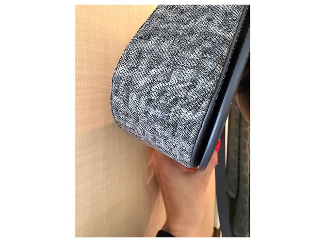 Diesel 1DR Borsa a Tracolla in Denim Monogram con Strass Grigio Metallico - vista 2