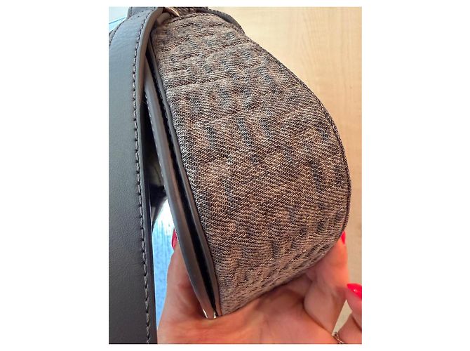 Diesel 1DR Borsa a Tracolla in Denim Monogram con Strass Grigio Metallico - vista 5