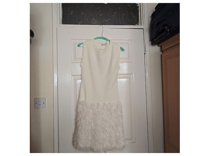Philosophy Di Alberta Ferretti Philosophy Creme Kleid aus Wolle und Polyamid mit Kunstpelz - Ansicht 3