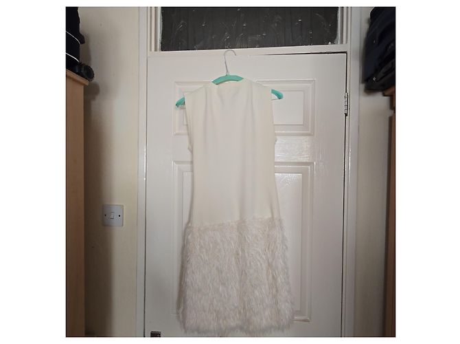 Philosophy Di Alberta Ferretti Philosophy Creme Kleid aus Wolle und Polyamid mit Kunstpelz - Ansicht 4