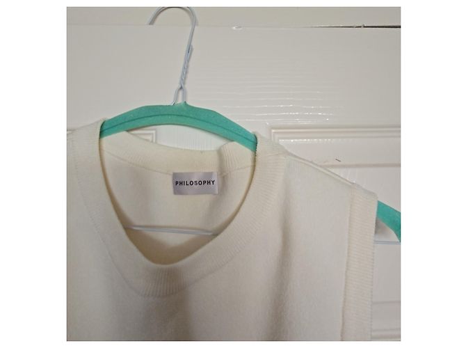 Philosophy Di Alberta Ferretti Philosophy Creme Kleid aus Wolle und Polyamid mit Kunstpelz - Ansicht 5