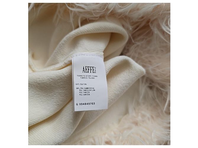 Philosophy Di Alberta Ferretti Philosophy Creme Kleid aus Wolle und Polyamid mit Kunstpelz - Ansicht 6