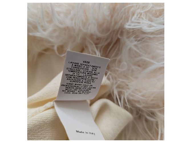 Philosophy Di Alberta Ferretti Philosophy Creme Kleid aus Wolle und Polyamid mit Kunstpelz - Ansicht 8
