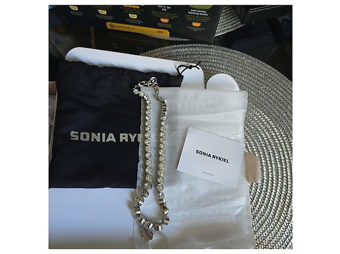 Collana Sonia Rykiel in metallo argentato e cristalli con pendente a goccia Argento - vista 8