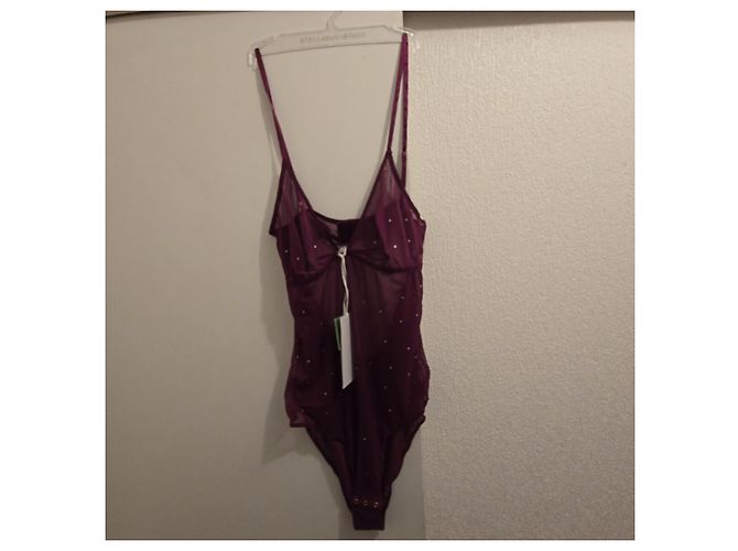 Stella Mc Cartney Body Stella McCartney de encaje ciruela y strass Púrpura - vista 8