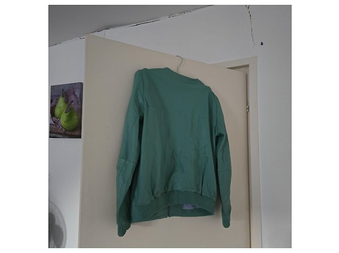 KOOKAÏ Chaqueta Bomber de Cuero Verde Bordada - vista 3