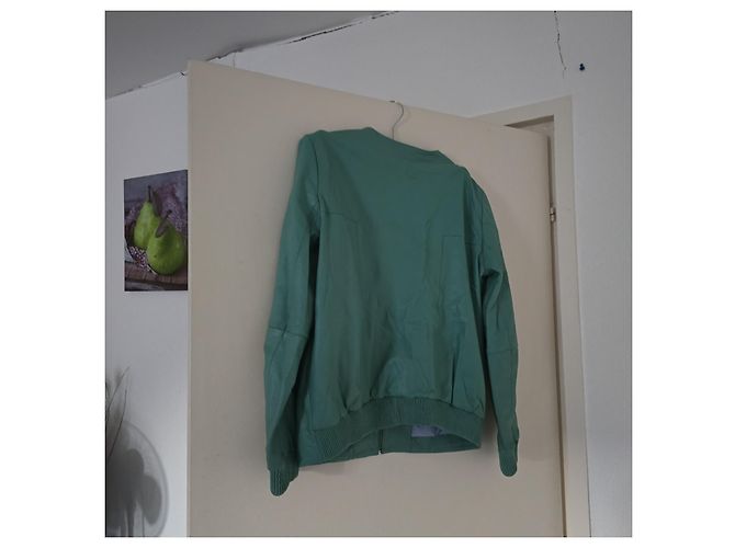 KOOKAÏ Chaqueta Bomber de Cuero Verde Bordada - vista 4