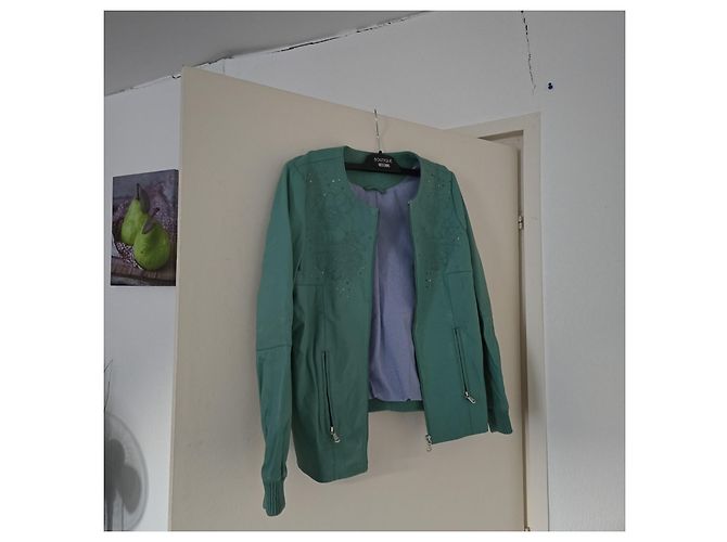 KOOKAÏ Chaqueta Bomber de Cuero Verde Bordada - vista 5