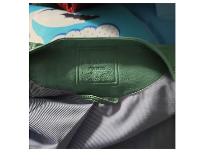 KOOKAÏ Chaqueta Bomber de Cuero Verde Bordada - vista 7