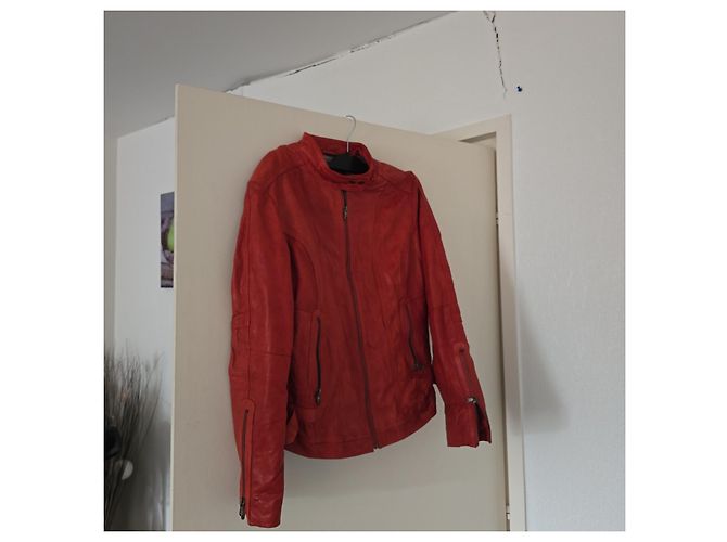 Mac Douglas rote Leder-Bikerjacke - Ansicht 2