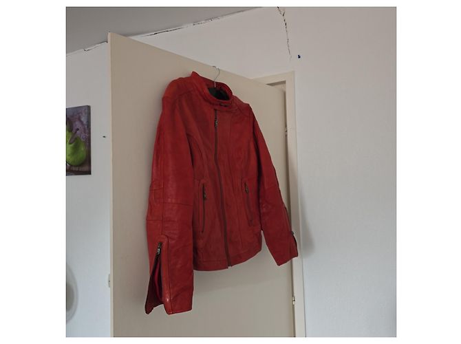 Mac Douglas rote Leder-Bikerjacke - Ansicht 4