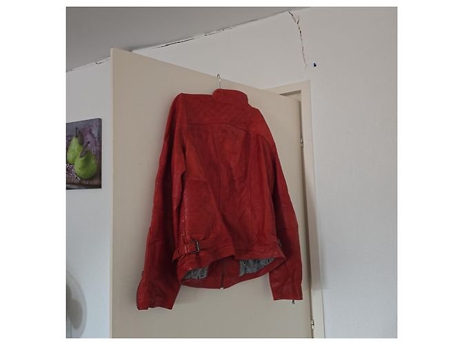 Mac Douglas rote Leder-Bikerjacke - Ansicht 5