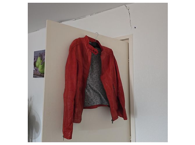 Mac Douglas rote Leder-Bikerjacke - Ansicht 6