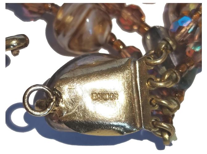 Autre Marque Collana Sandor 4 fili vetro artistico e cristallo anni 60 D'oro - vista 5