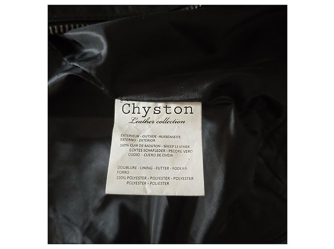 Autre Marque Chyston schwarze Lederjacke im Biker-Stil - Ansicht 6