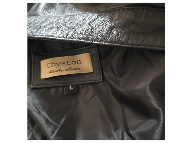 Autre Marque Chyston schwarze Lederjacke im Biker-Stil - Ansicht 7