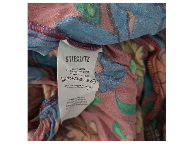 Autre Marque Stieglitz Maxikleid mit buntem Blumenprint Rot Blau Mehrfarben Grün Gelb - Ansicht 10