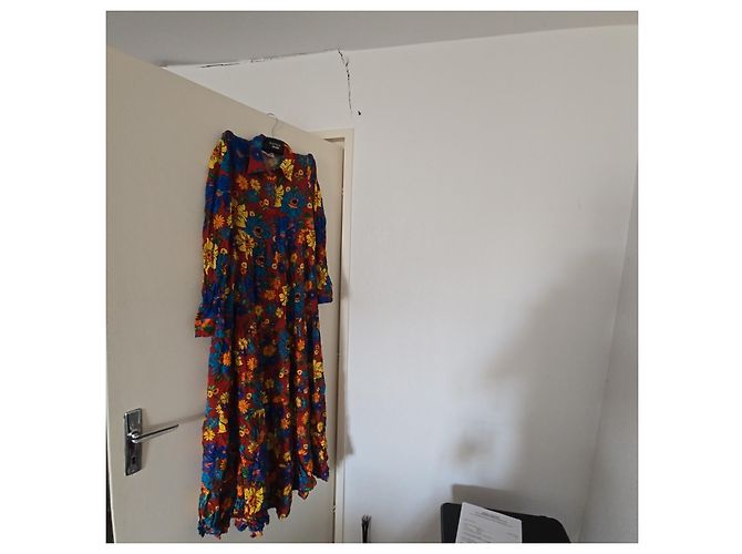 Autre Marque Stieglitz Maxikleid mit buntem Blumenprint Rot Blau Mehrfarben Grün Gelb - Ansicht 2