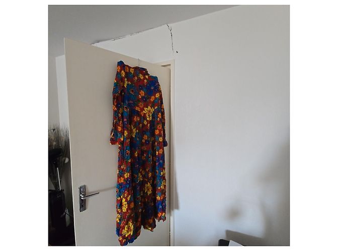 Autre Marque Stieglitz Maxikleid mit buntem Blumenprint Rot Blau Mehrfarben Grün Gelb - Ansicht 4