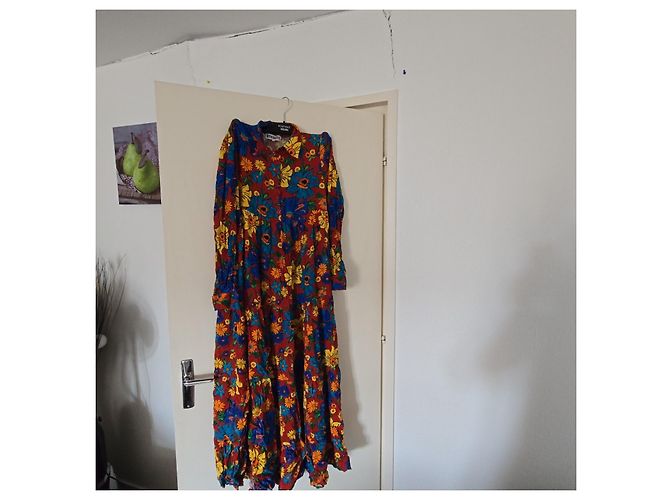 Autre Marque Stieglitz Maxikleid mit buntem Blumenprint Rot Blau Mehrfarben Grün Gelb - Ansicht 5