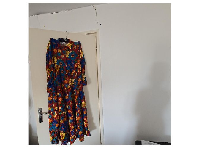 Autre Marque Stieglitz Maxikleid mit buntem Blumenprint Rot Blau Mehrfarben Grün Gelb - Ansicht 7