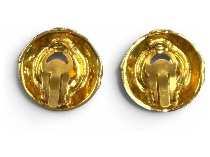 Orecchini CHANEL Vintage 93A Faux Pearl Coco Mark D'oro Crudo - vista 3