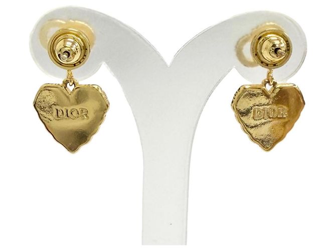 Orecchini Christian Dior Faux Pearl CD Logo Heart Motif D'oro - vista 5