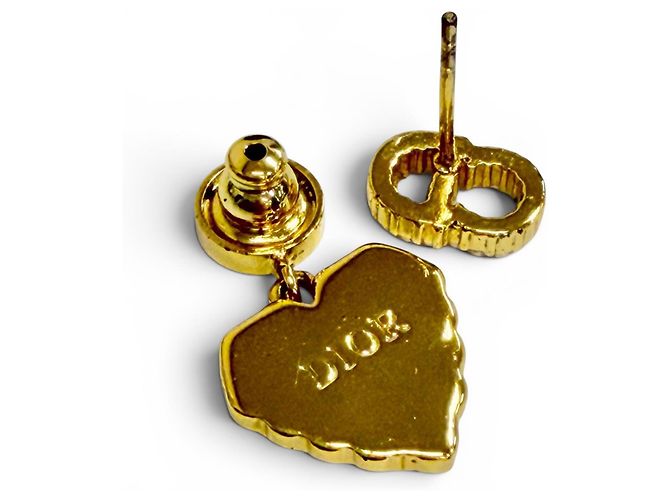 Orecchini Christian Dior Faux Pearl CD Logo Heart Motif D'oro - vista 6