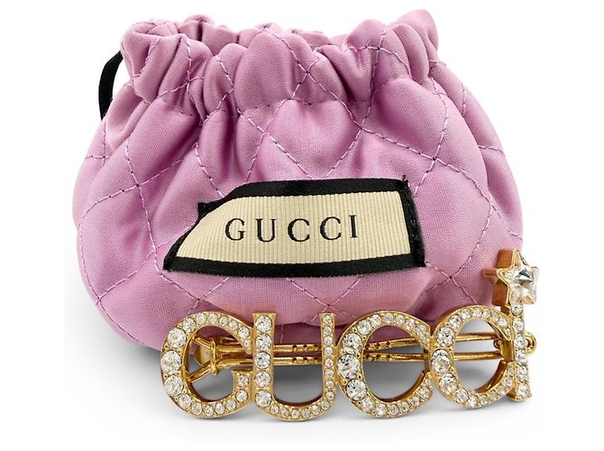 Clip per capelli Gucci con strass in oro e argento D'oro - vista 2