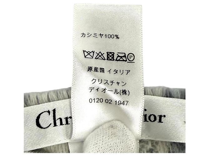 Stola in cashmere Christian Dior Oblique Marrone Bianco sporco - vista 8