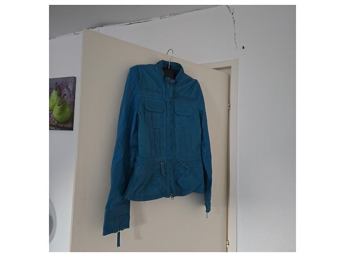 Autre Marque J.C.E. Blaue Lederjacke - Ansicht 2