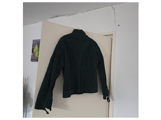 Autre Marque Isaco & Kawa grüne Pekari-Lederjacke Dunkelgrün - Ansicht 3