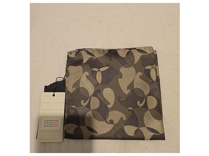 Pochette in seta Giorgio Armani motivo paisley - Marrone Grigio - vista 3