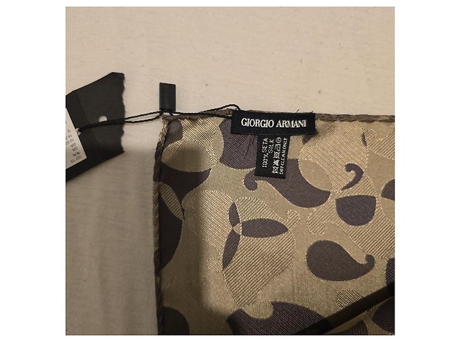 Pochette in seta Giorgio Armani motivo paisley - Marrone Grigio - vista 4