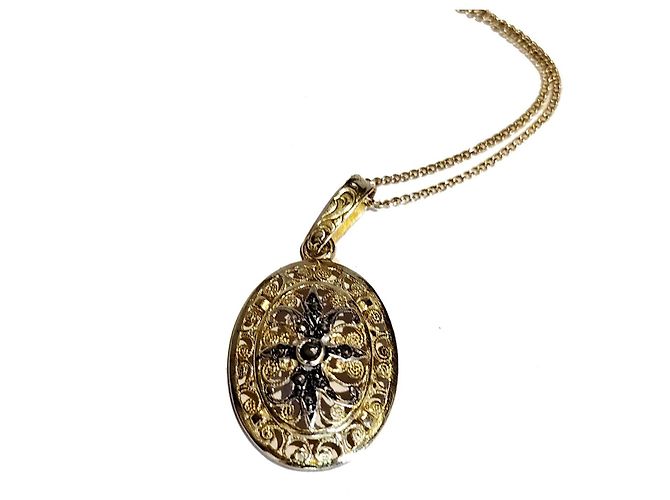 Autre Marque Collana Alice Caviness in argento sterling con pendente filigrana D'oro - vista 4