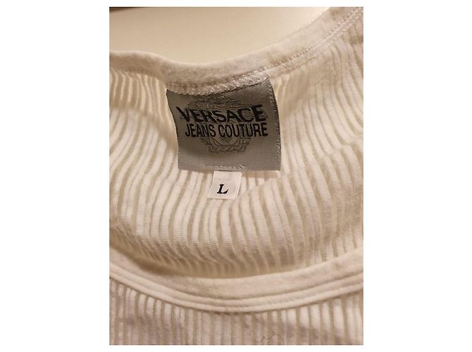 Versace Jeans Couture T-shirt bianca a coste Bianco - vista 2