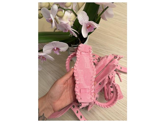 Le Cagole Balenciaga Neo Cagole XS Borsa in Denim Rosa - vista 12