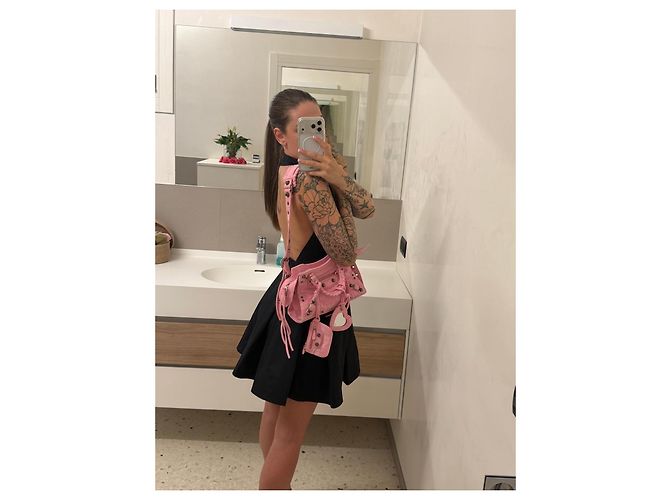 Le Cagole Balenciaga Neo Cagole XS Borsa in Denim Rosa - vista 14
